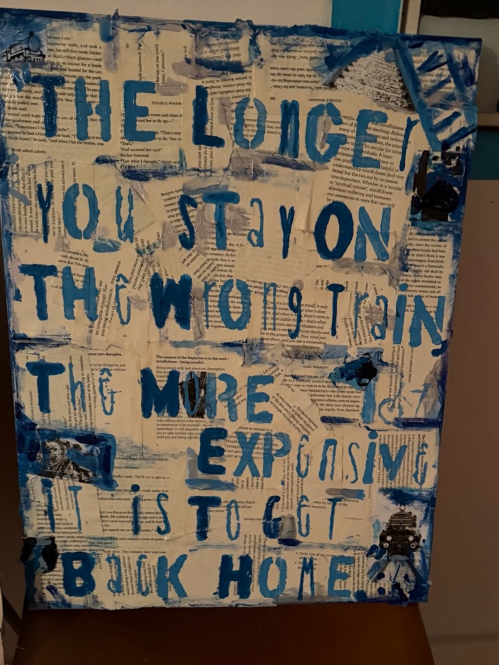 Blue Hand-Painted Quote Canvas Wall Art